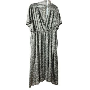 BloomChic Women's Floral Ruffle Split Midi Dress Light Green Sz  22-24 Boho